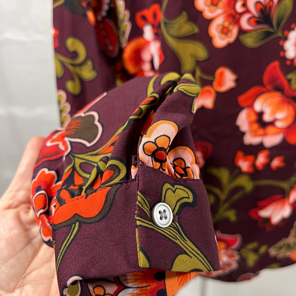 LOFT FLORAL PULLOVER TOP WITH RUFFLE DETAIL (a239) - Picture 6 of 14